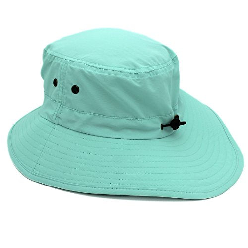 Women Lightweight Safari Sun Hat Quick Dry Fishing Hat with Strap Cool - color: Aqua Blue