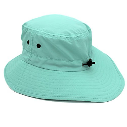 Women Lightweight Safari Sun Hat Quick Dry Fishing Hat with Strap Cool - color: Aqua Blue