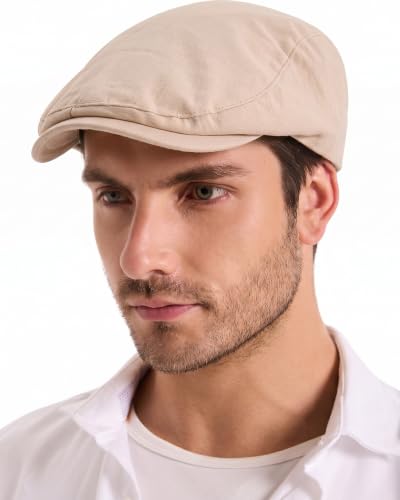 ZLYC 남성용 여름 플랫 캡 Scally Ivy Gatsby Newsboy Beret Driver Cabbie 사냥 모자 - color: 솔리드 카이키