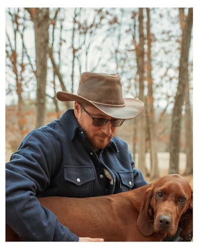 Outback Trading Unisex 13017 Pardoner UPF 50 UV Protection Moisture-Wicking Western Outdoor Premium Leather Hat - size: Large