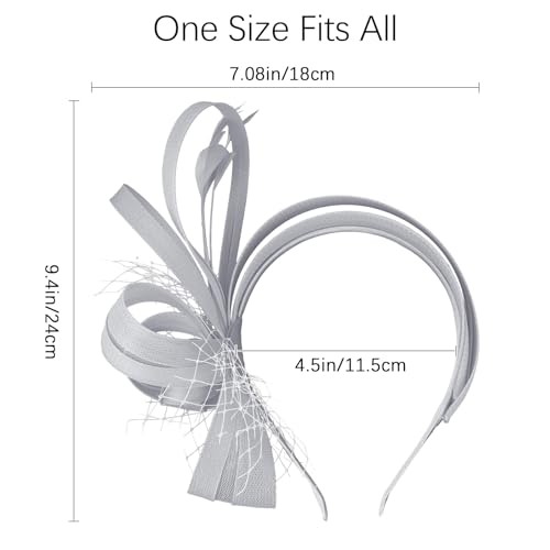 Fascinators Hats for Women, Fascinator Headband Tea Party Hat - color: Grey