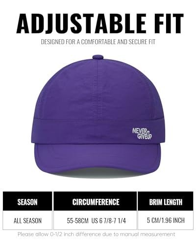 Clakllie Quick Dry Short Brim Cap for Men Lightweight 6 Panel Baseball Cap Golf Dad Hats Women's Running Trucker Hat - color: Cdus-bssq2505-purple