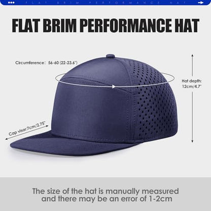 Men's Flat Brim Baseball Cap Laser Perforated Snapback Trucker Hat