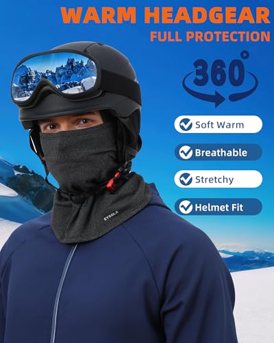 Winter Balaclava Ski Mask for Men Women Thermal Face Mask Breathable Face Cover for Cold Weather Motorcycle Snowboard - color: Black+grey(with Breath Hole)