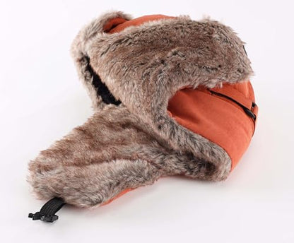Home Prefer Mens Warm Faux Fur Trooper Trapper Hat Outdoor Reflective Winter Hunting Hat with Ear Flaps Face Mask - color: Brown