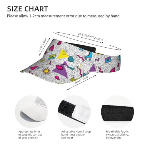 Adjustable Lightweight Open Top Sports Sun Visor Hat Cap for Golf Tennis - color: Retro 90s