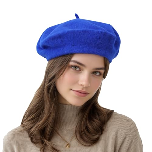 Women's Wool Beret: 70% Wool French Hat for Daily, Lightweight & Chic Berets for Women - color: Royal Blue