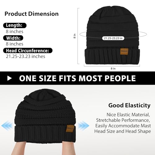 ZOORON Womens Winter Hat Slouchy Beanies for Women Cable Knit Beanie Hats - color: 1pack- Black