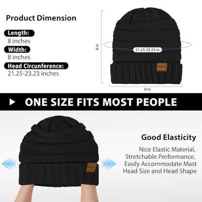 ZOORON Womens Winter Hat Slouchy Beanies for Women Cable Knit Beanie Hats - color: 1pack- Black