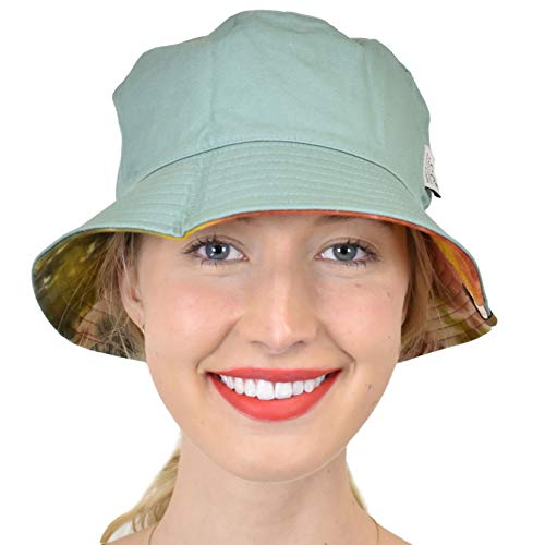 C.C Unisex 100% Cotton Packable Reversible Tie Dye Bucket Sun Hat - color: Mustard/Sage
