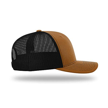 Richardson 112 Classic Six-Panel Adjustable Snapback Trucker Cap - color: Caramel/Black