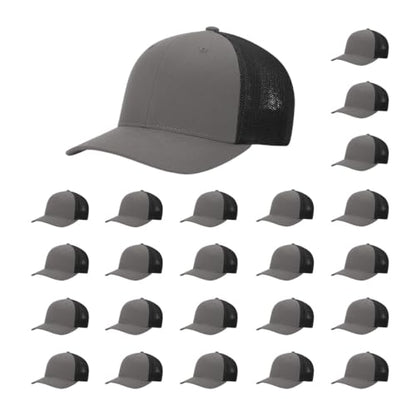 Richardson 110 Trucker R-Flex Baseball Cap| Fitted Mesh Back Hat - color: Charcoal/Black, size: Large-X-Large