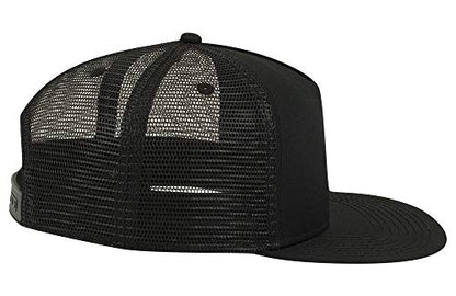 OTTO Square Flat Visor SNAP 5 Panel Mesh Back Trucker Snapback Hat - color: Black