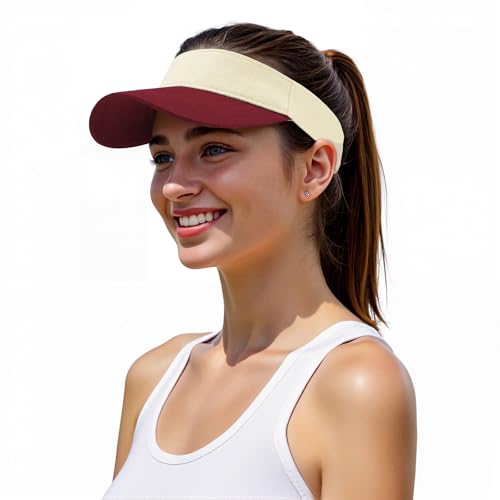 American Trends Sun Visor Hat for Women, Lightweight Quick-Dry Golf Visor - color: Z Red-white
