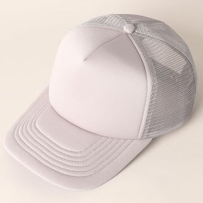 MIRMARU 5 Panels Blank Foam Front Two Tone Solid Trucker Mesh Back Baseball Cap with Adjustable Snapback Strap - color: Solid-grey
