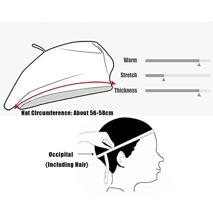 Gllutt Women Wool Beret Hat French Style Solid Color - color: Chrome Yellow