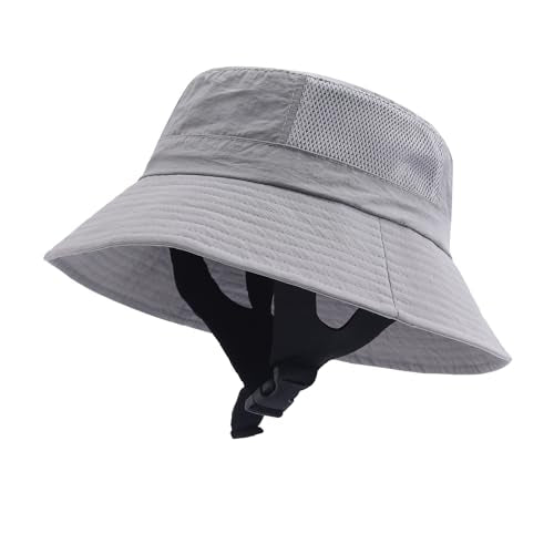 Summer Mesh Surf Hats Surf Bucket Hat with Strap Waterproof Sun UPF 50+ Sun Hats for Surfing, Boating, Water-Sports - color: Mg-ddbdclm2529-light Grey