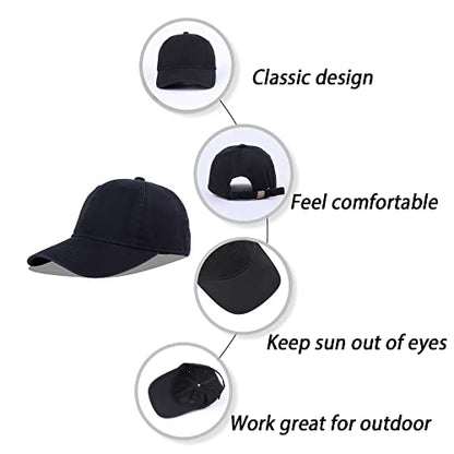 LANGZHEN Unisex Baseball Cap 100% Cotton Fits Men Women Washed Denim Adjustable Dad Hat - color: Black+khaki
