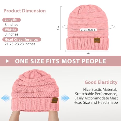 ZOORON Womens Winter Hat Slouchy Beanies for Women Cable Knit Beanie Hats - color: 1pack- Skin Pink