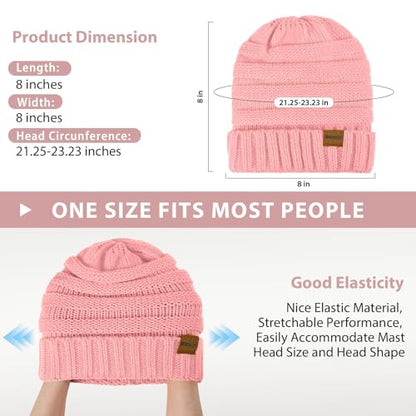 ZOORON Womens Winter Hat Slouchy Beanies for Women Cable Knit Beanie Hats - color: 1pack- Skin Pink