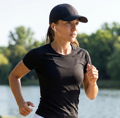 Connectyle Quick Dry Performance Run Hat for Men Women Lightweight Adjustable Sports Cap UPF 50+ Sun Protection Baseball Cap - color: Black