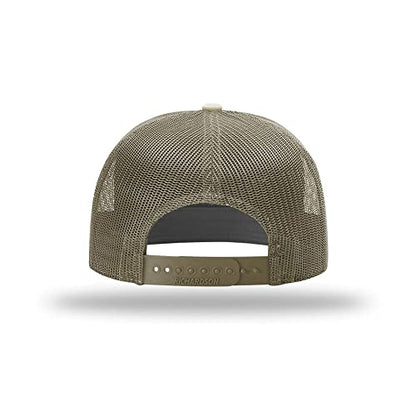 Richardson 168 Hi-Pro 7 Panel Adjustable Snapback Trucker Mesh Back Cap - color: Pale Khaki/Loden