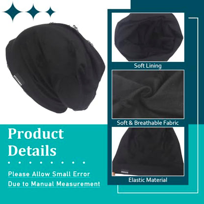 Ruphedy Men Slouchy Beanie Summer Long Oversize Thin Lightweight Skull Cap B011h - color: B405-black, size: One Size
