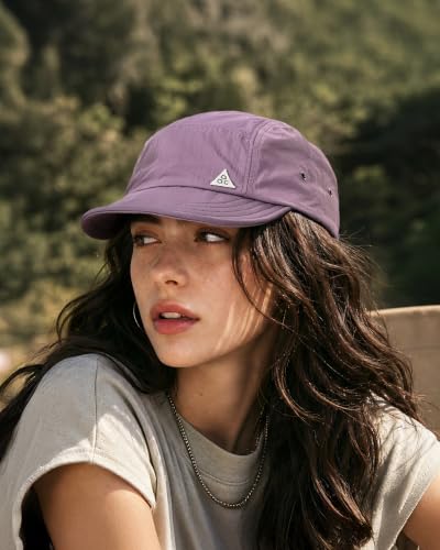 Clakllie Quick Dry Short Brim Hats for Men 5 Panel Running Hat Waterproof Baseball Cap Outdoor Hiking Hat Flat Bill Cadet Cap - color: Cdus-ddy1-purple