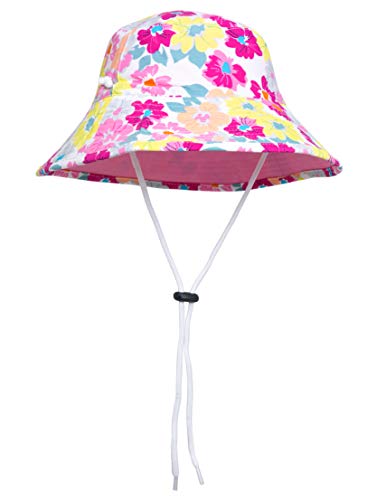Girls Reversible Bucket Hat, UPF 50+ Sun Protection Sun Hat - color: Prettyberry Pink, size: Large