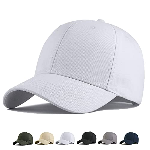 Oversize Baseball Cap XXL Big Head Hats for Men Large Head Hats Dad Hat Adjustable 23.6"-26.8" - color: White