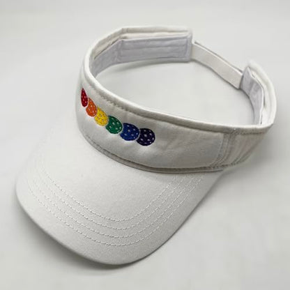 Embroidered Pickleball Visor Men Women,Gifts for Pickleball Lovers - color: White, style: Rainbow Pickleball