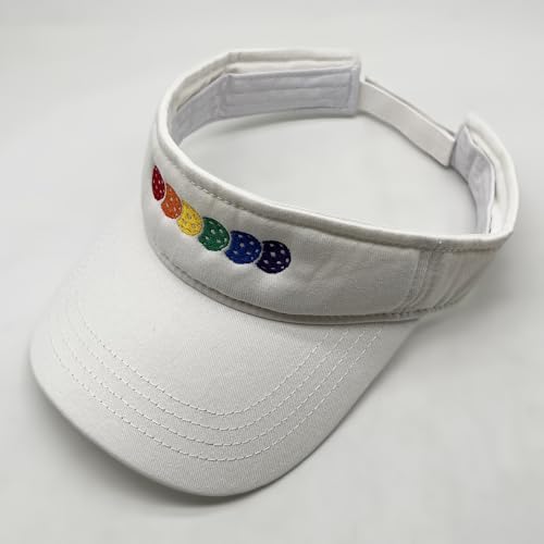 Embroidered Pickleball Visor Men Women,Gifts for Pickleball Lovers - color: White, style: Rainbow Pickleball