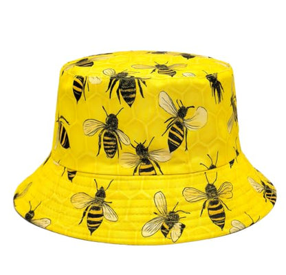 Quanhaigou Bucket Hats Unisex Summer Travel Beach Fisherman Cap for Men Women Teens - color: Honey Bee