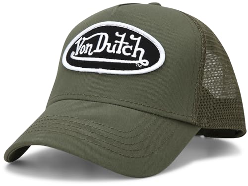 Von Dutch Unisex Trucker Hat - Retro Classic Solid Color Mesh Back Snapback Baseball Cap for Men & Women. - color: Sequoia