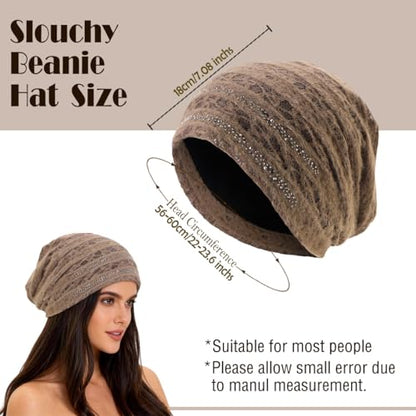 Crochet Slouchy Beanie Hat Turbans Headware for Women - color: Bea15 - Brown