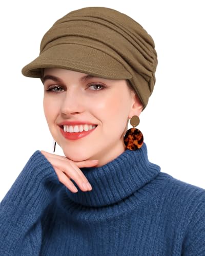Newsboy Chemo Hat for Women - Soft Cap with Brim for Cancer & Alopecia - color: Yellow