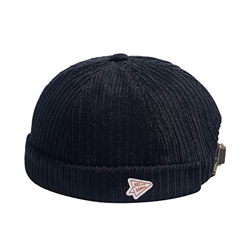 jerague Beanie Hat for Men Women Brimless Cuffed Hat Skullcap Watch Cap Adjustable - color: A2-black