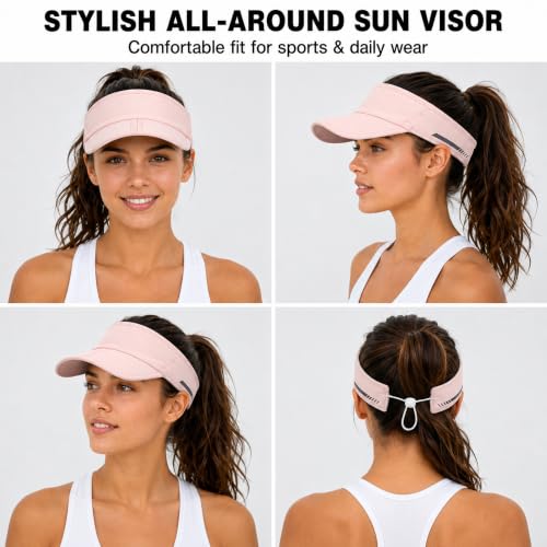 Sun Visor Caps Foldable Brim Adjustable Visor Hats for Women Men - color: 2# Pink