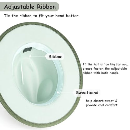 Lisianthus Gradient Color Fedora Hat for Women & Men - color: Black Band, Green