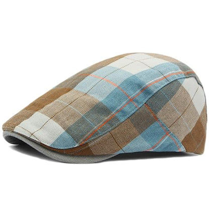 2 Pack Mens Newsboy Flat Cap Plaid Ivy Gatsby Cabbie Driving Golf Hat Beret - color: 2 Pcs Set D