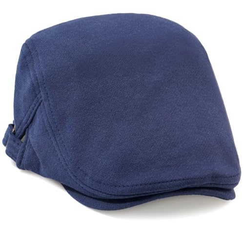 Men's Cotton Newsboy Hats Flat Ivy Gatsby Cap Irish Cabbie Ivy Driving Hunting Hat - color: Navy