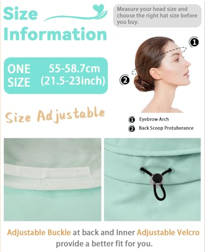 Rosoz Women Sun Hat with Ponytail Hole Wide Brim Bucket Hats UPF 50+ Beach Hiking Gardening Hat Water-Resistant Outdoot Hat - color: Blue