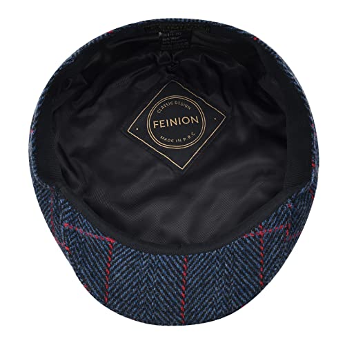 FEINION Men's Wool Tweed Newsboy Ivy Cap Gatsby Golf Flat Hat - color: Plaid Navy, size: 7 3/4