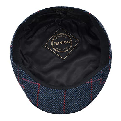 FEINION Men's Wool Tweed Newsboy Ivy Cap Gatsby Golf Flat Hat - color: Plaid Navy, size: 7 3/4