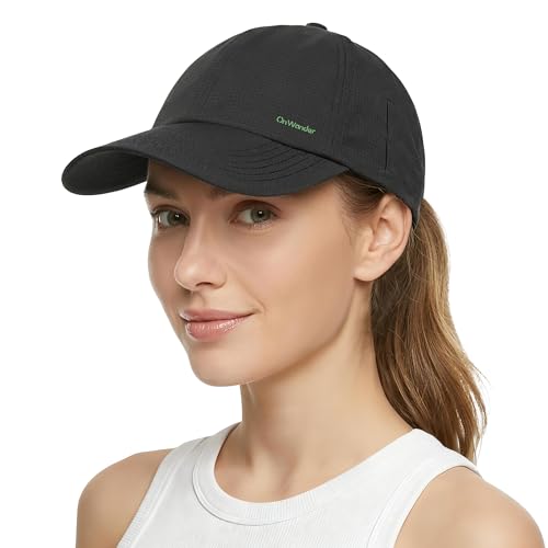 Lightweight Golf Hat for Women Men, UPF 80+ Sun Protection Cap, Breathable Quick-Dry Baseball Cap for Running Sport - color: Black, size: Large