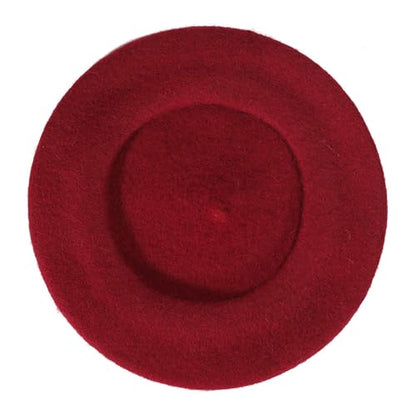 ZLYC Wool French Beret Hat Solid Color Classic Artist Cap for Women - color: Garnet