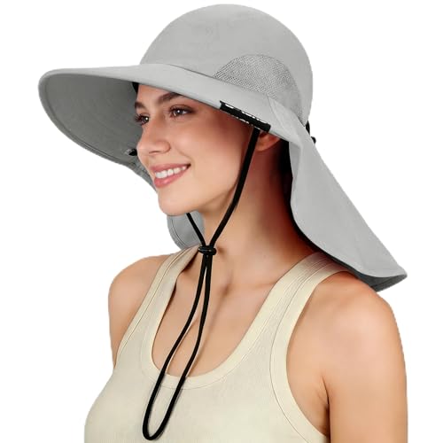 Tirrina Women's Sun Hat Wide Brim, UV Protection Sun Hats for Women - color: Gray
