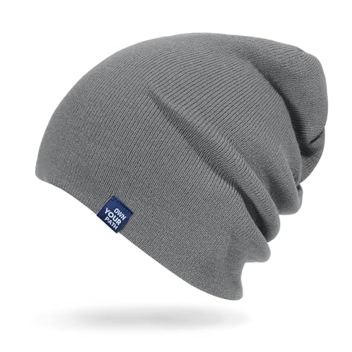CLAPE Cuff Rolled Beanie for Men Women, Soft Knit Winter Hat Double-Layer Warm Ski Skull Cap Stretch Fit - color: Clkh02-gray