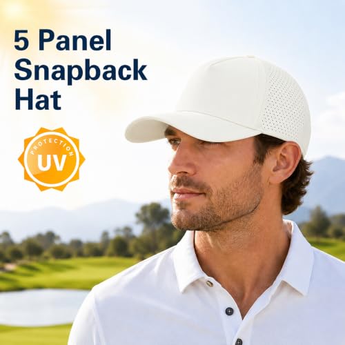 5 Panel Baseball Cap Quick Dry Mesh Snapback Hat for Women Men - color: Offwhite
