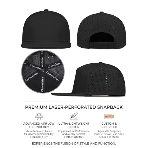 4 Inclusive Sizes Flat Bill Performance Trucker Hat Men Women, 7 Panel Snapback Running - color: 11.black